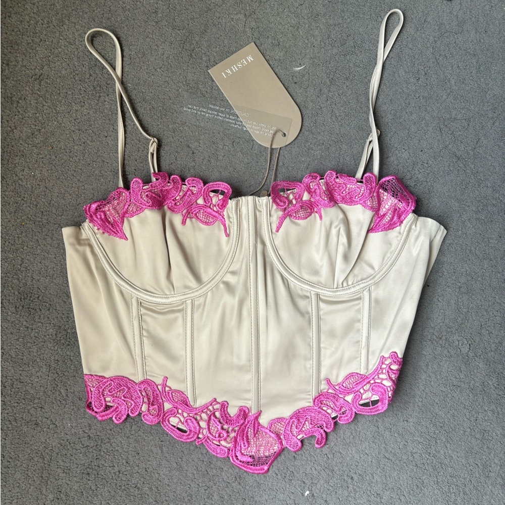 Meshki nwt Pink and champagne corset top